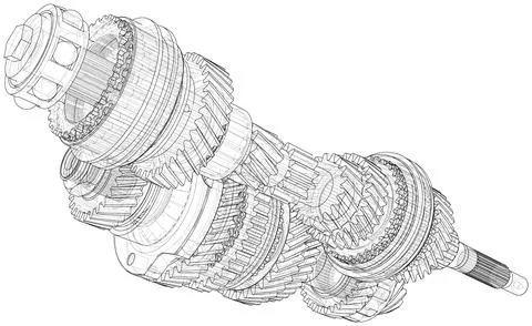 Gearbox sketch. Vector Stock Illustration