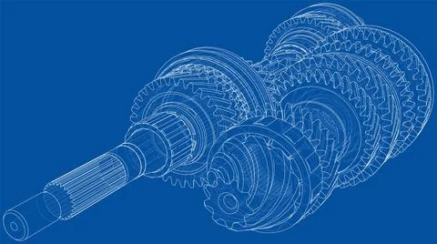 Gearbox sketch. Vector 库存插图