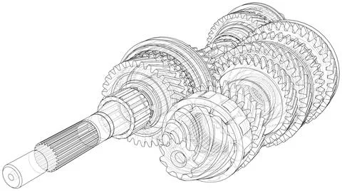 Gearbox sketch. Vector Illustrazione stock