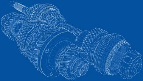 Gearbox sketch. Vector Illustrazione stock