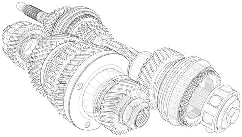 Gearbox sketch. Vector Illustrazione stock