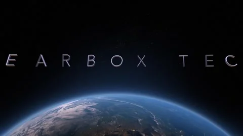 Gearbox tech 3D title animation on the planet Earth background Stock Footage 259564563