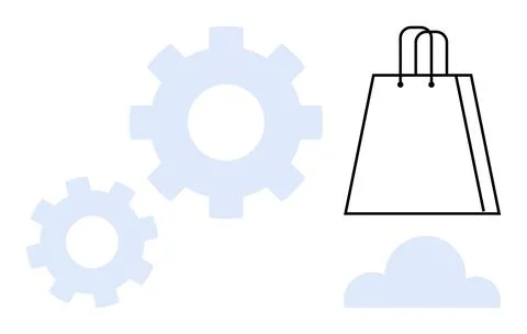 Geared Shopping Seamless Integration of Retail and Technology Stock Illustration