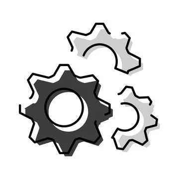 Geared system icon representing settings and progress Illustrazione stock