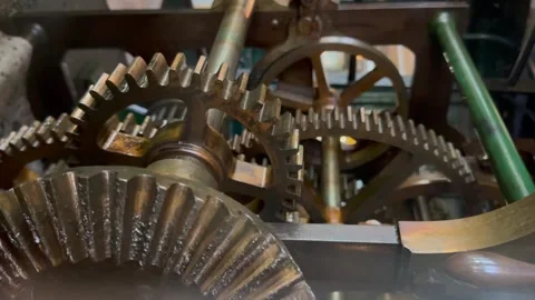 Geared wheels turning at different speeds Stock Footage 327040694