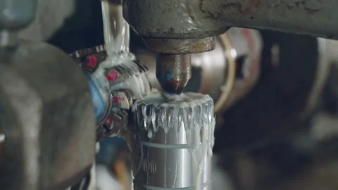 Gearing cutting machine working with lubricant cooling Stock Footage 204055307