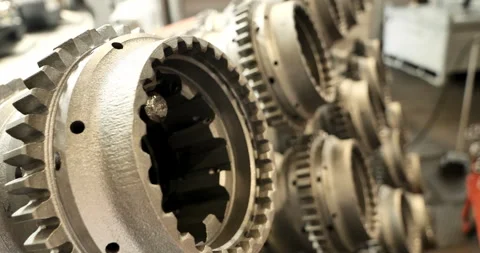 Gearing in a gear rolling mill. For the use of gears in mechanical gearboxes. Stock Footage 277302411