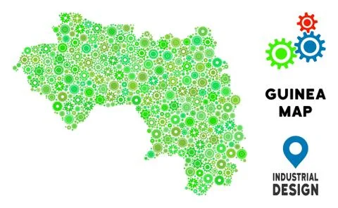 Gears African Guinea Map Composition Illustrazione stock