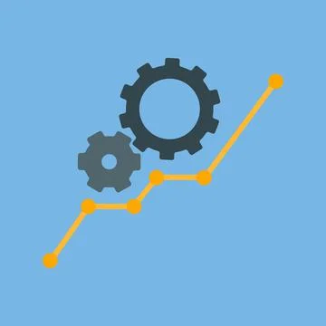 Gears against the background of a growing graph Stock Illustration
