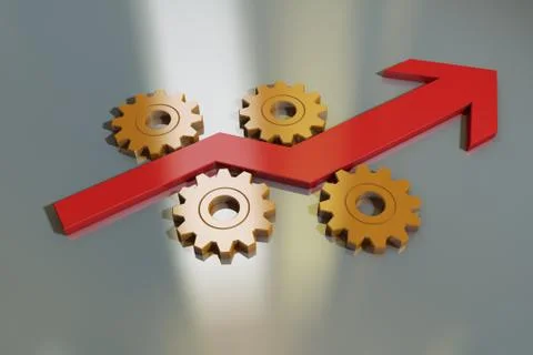 Gears and arrows, teamwork and career success Stock Illustration