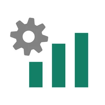 Gears and bar graphs. Adjustments. Business model. Vectors. Stock Illustration