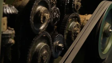 Gears and belt drive Stock Footage 86107635