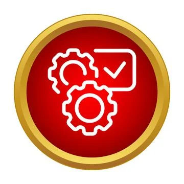 Gears and checkmark representing process completion icon Illustrazione stock