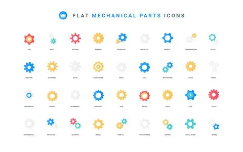 Gears and cog wheels, mechanical part of mechanism, business solution flat icon Stock Illustration