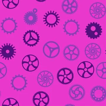 Gears and cogs, pink and purple for girls. Abstract engineering concepts. W.. Stock-Illustration