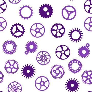 Gears and cogs, pink and purple for girls. Abstract engineering concepts. W.. Stock-Illustration