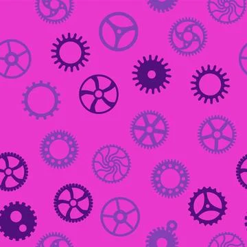 Gears and cogs, pink and purple for girls. Abstract engineering concepts. W.. Stock-Illustration