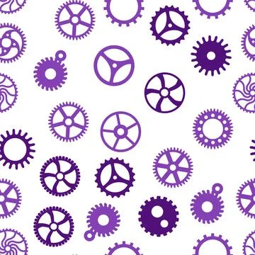 Gears and cogs, pink and purple for girls. Abstract engineering concepts. Won Stock-Illustration