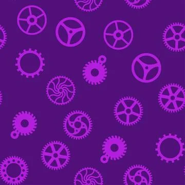 Gears and cogs, pink and purple for girls. Abstract engineering concepts. Won Stock-Illustration