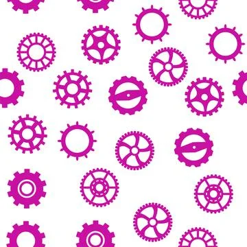 Gears and cogs, pink and purple for girls. Abstract engineering concepts. Won Stock Illustration
