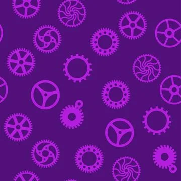 Gears and cogs, pink and purple for girls. Abstract engineering concepts. Won Stock-Illustration