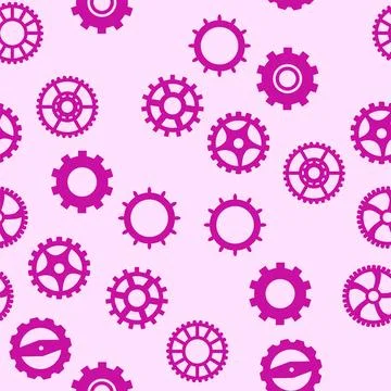 Gears and cogs, pink and purple for girls. Abstract engineering concepts. Won Stock-Illustration