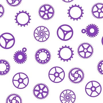 Gears and cogs, pink and purple for girls. Abstract engineering concepts. W.. Stock-Illustration