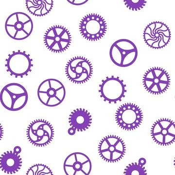 Gears and cogs, pink and purple for girls. Abstract engineering concepts. W.. Illustrazione stock