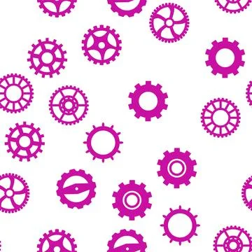 Gears and cogs, pink and purple for girls. Abstract engineering concepts. W.. Stock-Illustration