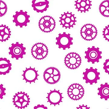Gears and cogs, pink and purple for girls. Abstract engineering concepts. W.. Stock-Illustration