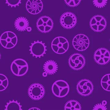 Gears and cogs, pink and purple for girls. Abstract engineering concepts. W.. Stock-Illustration