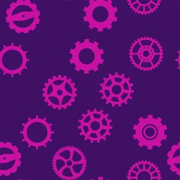 Gears and cogs, pink and purple for girls. Abstract engineering concepts. Won Stock-Illustration