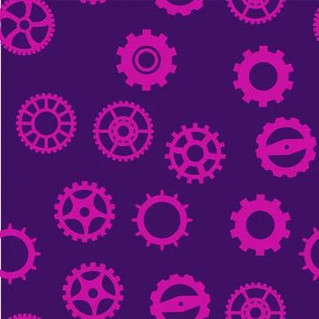 Gears and cogs, pink and purple for girls. Abstract engineering concepts. Won Stock-Illustration