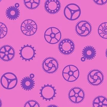 Gears and cogs, pink and purple for girls. Abstract engineering concepts. W.. Stock-Illustration