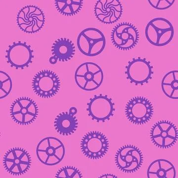 Gears and cogs, pink and purple for girls. Abstract engineering concepts. Won Stock-Illustration