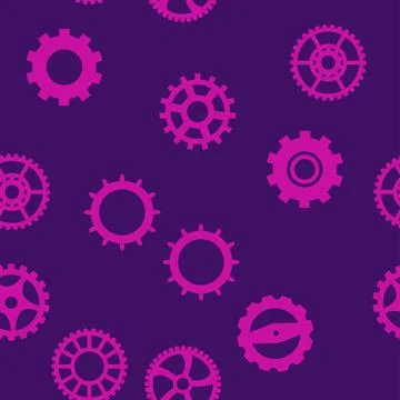 Gears and cogs, pink and purple for girls. Abstract engineering concepts. Won Stock Illustration