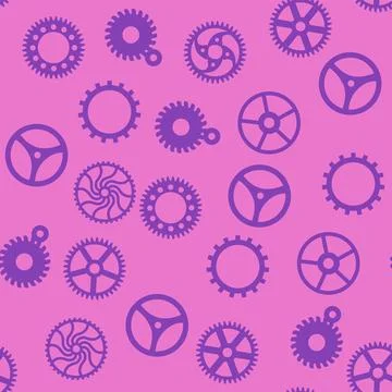 Gears and cogs, pink and purple for girls. Abstract engineering concepts. Won Stock-Illustration