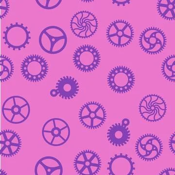 Gears and cogs, pink and purple for girls. Abstract engineering concepts. W.. Stock-Illustration