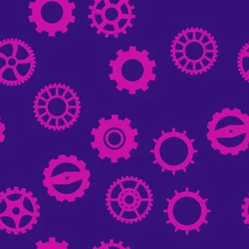Gears and cogs, pink and purple for girls. Abstract engineering concepts. Won Stock-Illustration