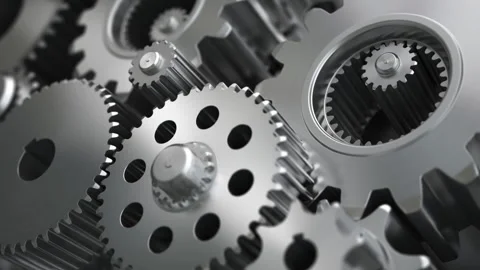 Gears and cogs rotating. Loopable 3d video animation Video stock 147499713
