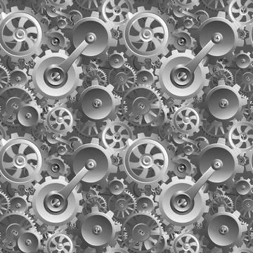 Gears and Cogs Seamless Machine Background Stock Illustration
