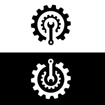 Gears and Cogs Seamless Machine logo design . Illustrazione stock