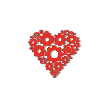 Gears and cogs in shape of heart system theme icon Stock Illustration