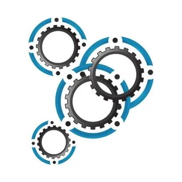 Gears and cogs vector logo design icon illustration Stock Illustration