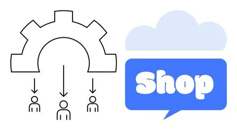 Gears and Communication in Cloud-Based Retail and E-commerce Strategies 스톡 일러스트