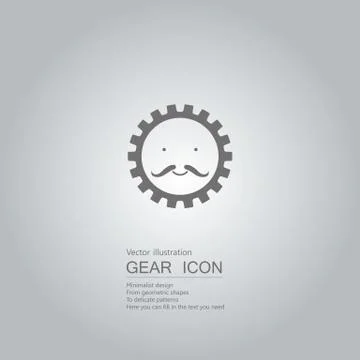 Gears and face. The background is a gray gradient. Stock Illustration