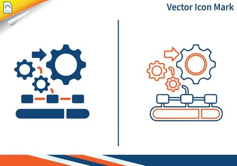 Gears and flowchart for process automation. Stock Illustration