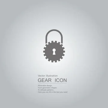 Gears and locks. The background is a gray gradient. Stock Illustration