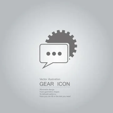 Gears and speech bubbles. The background is a gray gradient. Stock Illustration