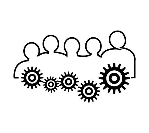 Gears and a team Stock Illustration